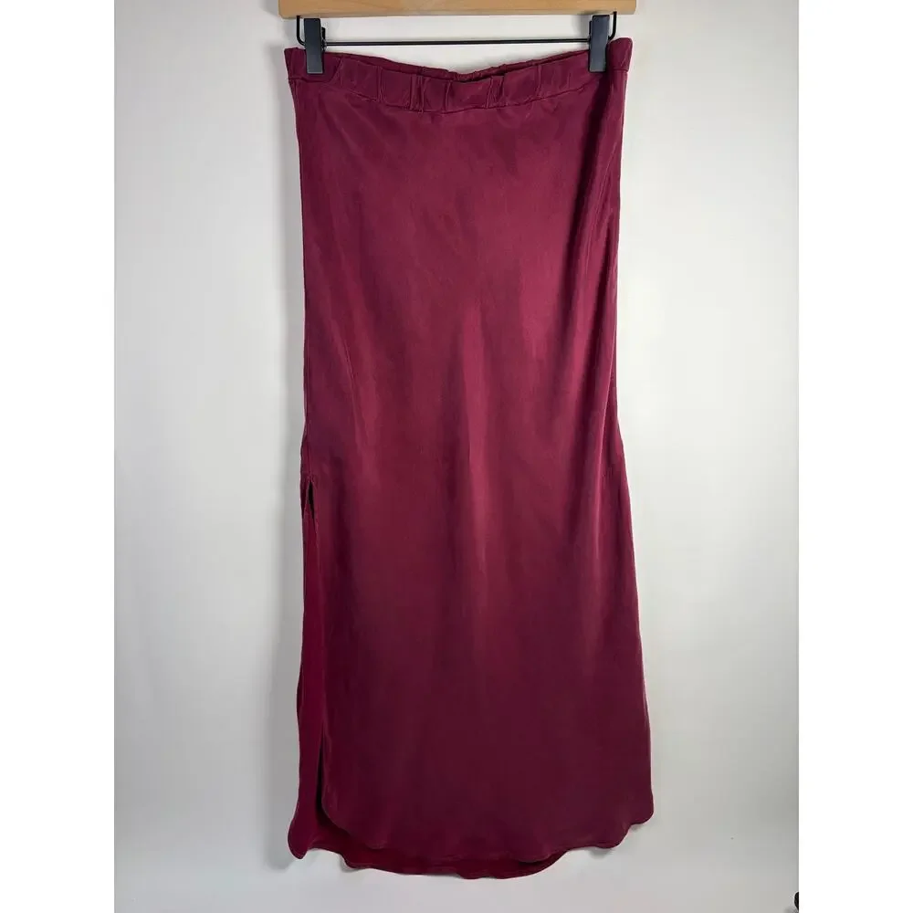 Bella Dahl Deep Plum Cupro Satin Bias Halter and Matching Skirt 2pc Set Small
